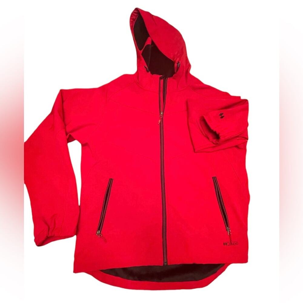 Double Diamond Jacket Unisex Ski Snow Fur-Lined Red Full Zip Hoodie Red Black